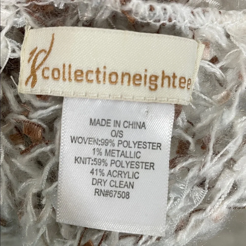 Collectioneighteen Mix Media Beige and White Knit infinity Scarf